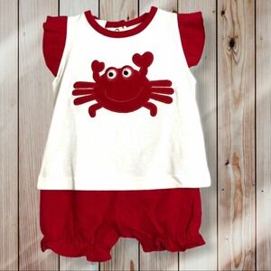 New 12 Month Agabang Shorts Set Crab Tee Baby Babies Girl Girls Infant Infants